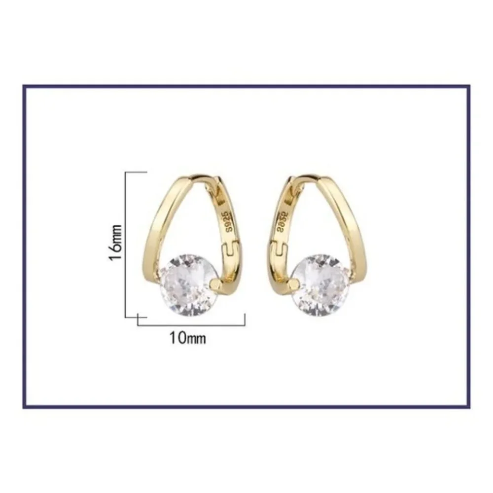 S925 Sterling Silver Love Heart Star White Zircon Earrings Wedding Engagement - Picture 2 of 6
